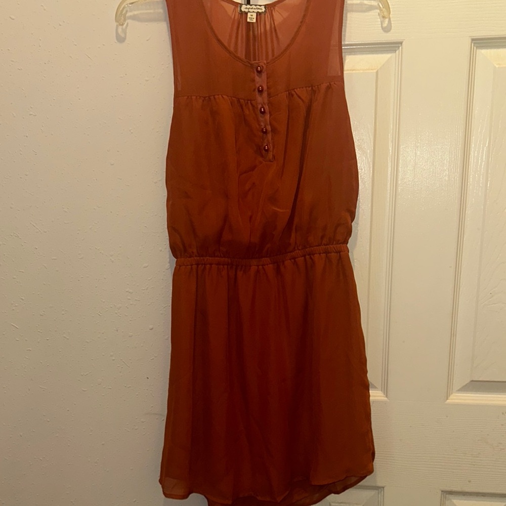 Eyeshadow Rust Sleeveless Scoop Neck Sundress